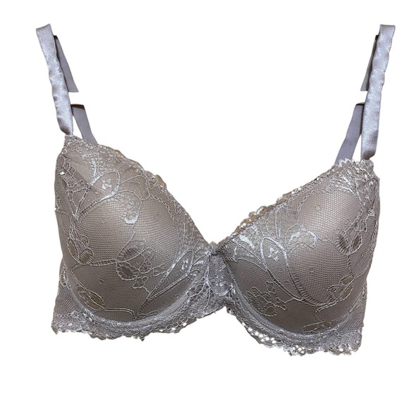 Rene Rofe Tan/Nude Underwire Lace Push Up Bra, Size 40C. - Picture 2 of 6